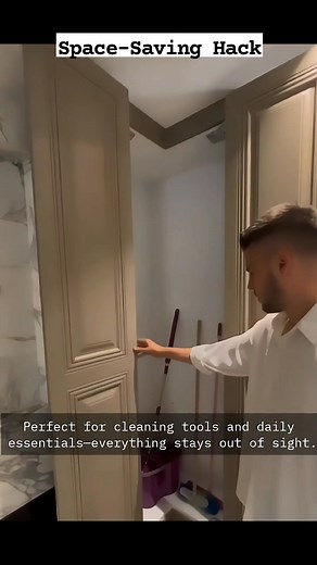 65K views · 271 reactions | Your wall is lying to you…  This isn’t a panel — it’s a hidden corner storage system that turns unused space into a fully functional cleaning closet. #fblifestyle #InteriorDesign #HiddenStorage #HomeHacks #SmallSpaceLiving #apartmentforrent #christmasinspired #christmasdecor #HolidayDecor #fireplace #1BedroomApartment #FurnishedApartment #houseforrent #rentalproperty #homeremodeling | Aluminium Glass Design | Facebook