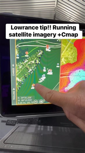 25K views · 470 reactions | Lowrance tip! Running both satellite imagery/Google maps + Cmap. I do have the cmap chip in here. This is something I haven’t done much but whenever I’m fishing docks,grass, and winter drawdowns I believe this will help me catch more! Hope y’all like this tip! | Jordan Lee | Facebook