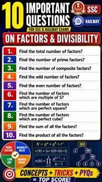 10 Most Important Questions on Factors (Part - 1) | SSC CGL & Railway Maths 🔥