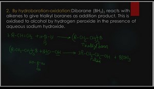 By hydroboration-oxidation: Diborane (BH3)2 reacts with alkenes... | Filo
