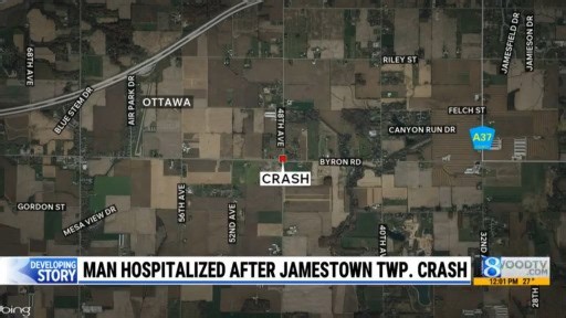 Deputies: 68-year-old man hospitalized after crash in Jamestown Twp