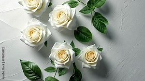 Elegant white roses arranged on a textured background create a calming floral display for any occasion