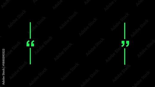 A minimalist horizontal quote template featuring two short, white vertical bars on a solid black background. Large white quotation marks are integrated into the center of each bar,