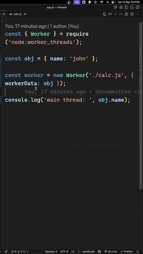 Node.js Worker Threads in 60s | Pass Data with workerData