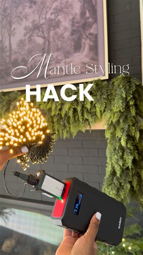 Rue | Home Decor | Lifestyle on Instagram: "Comment: LIGHTS Get the look no plugs above your mantle or stairs! 癩 Of course battery powered lights are always an option though they don’t last as long! … With this system, you can add brighter Christmas lights to your mantle using a portable battery pack. It charges multiple devices including your laptop or Christmas tree!  "