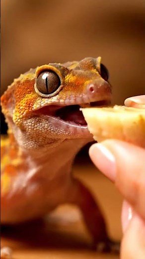 Baby Lizard Eats Banana for the First Time — So Tiny and Adorable!
