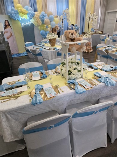 We Can Bearly Wait.. Teddy Bear themed baby shower at a clubhouse in Charlotte NC Planning, Designing, Arch walls, Jumbo maternity picture, Thank you notes, Welcome sign (printed, designed and set up with easel), Throne chairs, Tables & folding chairs rentals, ALL BALLOONS & ALL DECOR by me Beautiful Eventz, LLC ❤️