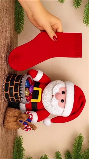 DIY Santa Candy Bowl Using a Sock for Christmas