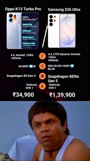 oppo k13 turbo Pro vs Samsung s26 ultra quick information video