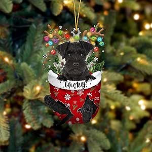 Black Miniature Schnauzer Dog Christmas Ornament, Black Miniature Schnauzer in Snow Pocket Christmas Tree Ornament, Dog Lovers Gift Idea Xmas,Christmas Decorations for Tree,Ornament Gift for Dog Lover