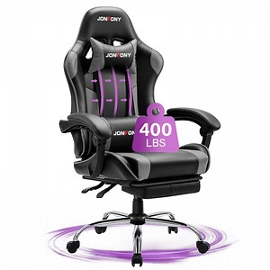 JONPONY Big and Tall Gaming Chair, Ergonomic Design, Gamer Chair PU Leather with Footrest and Lumbar Support, High Back Office Chair Support 8 Hours Long Sitting, Computer Chair,Black - Walmart.com