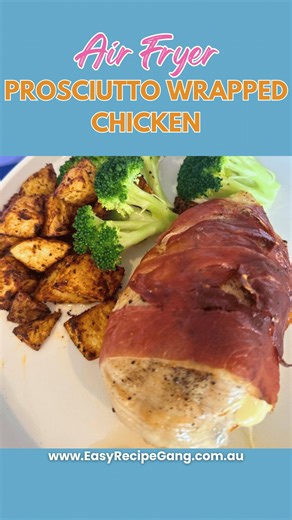 Air Fryer Prosciutto Wrapped Chicken ⬇️ The recipe is in the comments. ⬇️ This Air Fryer Prosciutto Wrapped Chicken is cheesy, crispy, and packed with flavour – and it only takes four ingredients! Just stuff your chicken breasts with mozzarella, wrap in prosciutto, and let the air fryer work its magic. Air Fryer Prosciutto Wrapped Chicken is the kind of dinner you’ll come back to again and again – it’s that easy and that tasty. What would you serve on the side – greens, mash, or both? #stephcook