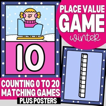 Kindergarten Winter Math Centers | Place Value and Numbers 1–20 Matching Cards