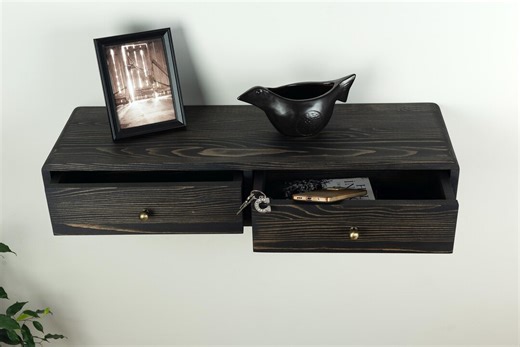 Floating Console Table With Storage, Modern Wall Hallway Table - Etsy UK