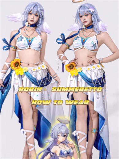 Robin in her Summeretto look ☀️💙 Soft gradients, delicate details, and the dreamy summer vibes ✨ #cosplay #robincosplay #honkaistarrailcosplay #howtowearcosplay #osias #osiascosplay
