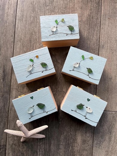 Sea Glass Keepsake Box | Coastal Gift - Etsy