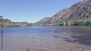 Old traditional watermills in the Guadiana river at Azenhas. Mertola. Portugal
