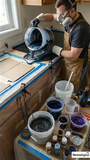 I turned Ugly Laminate into a GALAXY 🌌✨ | $200 DIY Countertop #Shorts