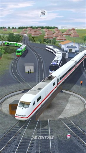 Kereta Api Cepat Melewati Antrian Persilangan Turntable Kereta Inspeksi #train #railtrack #keretaapi
