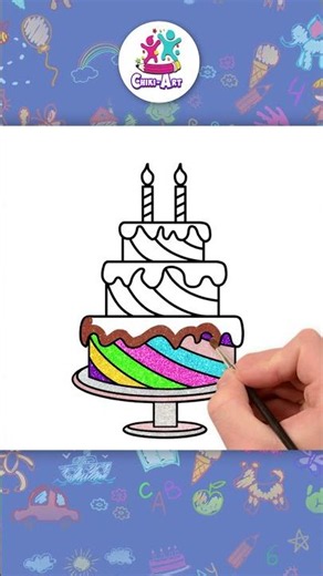 🎂Easy Birthday Cake Drawing #shorts #drawing #howtodraw #chikiarthindi