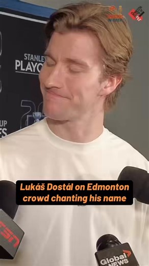 Lukáš Dostál on if Oilers fans should pronounce name correctly in chants: “No, no. It's fine. 😄 I knew they were chanting something but I wasn't sure if it was my name... It's fun. These are the moments you just have to soak in and enjoy as well."@SportingTrib | #FlyTogether