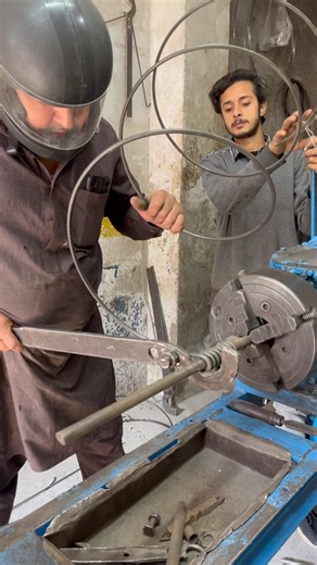 Safety First | Heavy Spring Making with Protective Helmet #shorts #springmaking