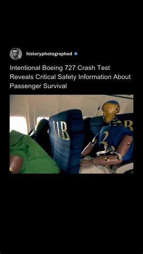 ✈️ The Day a Boeing 727 Was Crashed on Purpose In 2012, aviation experts did something unprecedented. They deliberately flew a Boeing 727 into the desert — not as a stunt, but as a full-scale safety experiment. Why? Because simulations can only go so far. To truly understand how people survive an impact, researchers needed real data. Inside the aircraft were: • crash-test dummies • hundreds of sensors • high-speed cameras • different seat positions and restraint setups What they discovered was p