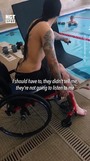 Karen argues with a disabled man going to the pool #karen #pool #swimming #swimmer #disabled | HOT SPOT REELS