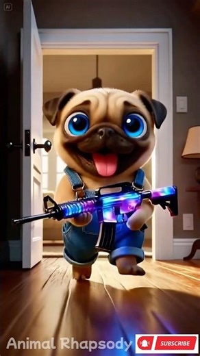 Pug Loves High-Tech Too! This Glowing M4 Toy Gun Is CRAZY Cool! ⚡🐶