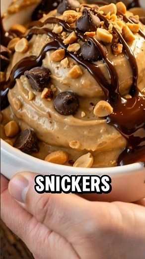 Snickers Cottage Cheese Cookie Dough 🤎 #recipe #highprotein