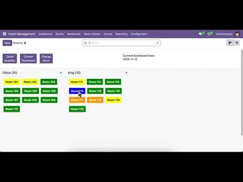 Hotel Management System - Change Room Odoo