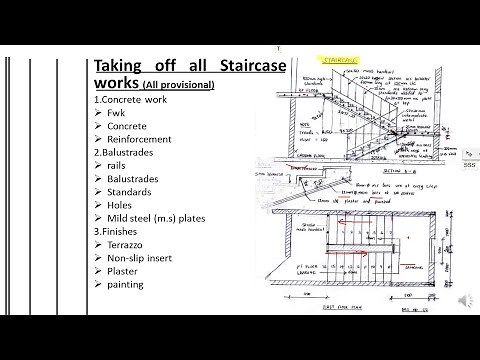 HOW TO TAKE OFF STAIRCASE WORKS; FORM-WORK,CONCRETE,REINFORCEMENT,BALUSTRADE $ FINISHES (FULL VIDEO)