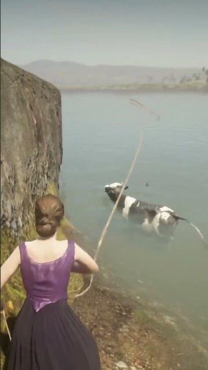 EPIC RDR2 Gameplay! Brave Girl Risks Everything to Save a Cow from a WILD Animal #shorts #gaming
