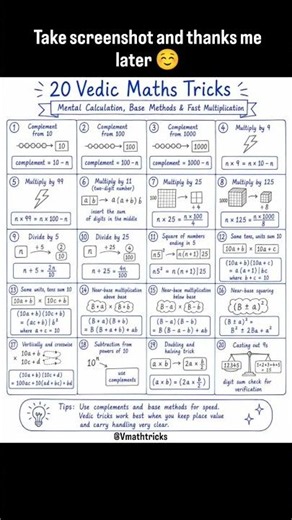 Vedic math tricks cheatsheet 👀📝#mathformula #tricks #students #neet #jeemain #cbse #ncertboard #yt