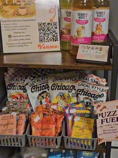 Vendor Space . . . . . . . . #vendordisplay #displays #vendorshelf #smallbiz #snacks