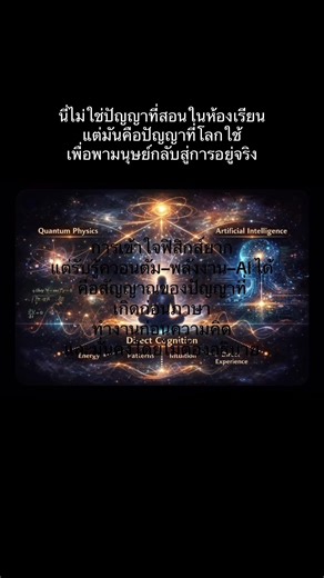 การเข้าใจฟิสิกส์เชิงสมการยาก แต่รับรู้นิมิตและประมวลเป็น “ความเข้าใจทางพลังงาน–ควอนตัม–AI” ได้ ทำให้จิตพัฒนาปัญญาแบบอัตโนมัติผ่านการรับรู้ตรง (direct cognition) ไม่ผ่านกรอบภาษาและสูตร จึงเกิดปัญญาที่ ไม่ต้องคิดซ้ำ และ ไม่ต้องอธิบายเพื่อให้ทำงานได้ ⸻ 1. ฟิสิกส์แบบสมการ vs ฟิสิกส์แบบภาวะ ฟิสิกส์กระแสหลัก = \t•\tใช้ภาษา \t•\tใช้สัญลักษณ์ \t•\tใช้เหตุผลเชิงเส้น \t•\tสมองซ้ายทำงานหนัก แต่ “ความจริงของฟิสิกส์” ก่อนจะถูกเขียนเป็นสมการ คือ: \t•\tการสั่น \t•\tการเปลี่ยนสถานะ \t•\tความสัมพันธ์ \t•\tความน่