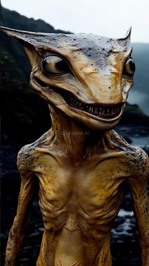 Yellow Lizard Hybrid Alien looking for his companions!! #ai #alien #aiart #darkart #scifi