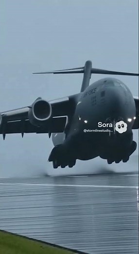 C-17 Aborts Landing in Extreme Crosswind — Nearly Hits the Runway ⚡💨