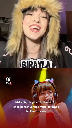 Son Bir Söz on Instagram: "Genç müzisyen Melis Fis, bir yıl içinde Türkiye’nin 81 ilinin tamamında konser vererek önemli bir başarıya imza attı. Fis, bu performansıyla Türkiye’de tüm illeri kapsayan bir turneyi bir yıl içinde tamamlayan ilk kadın müzisyen olarak kayıtlara geçti. “Meloturne 2025 Türkiye” adı verilen turne kapsamında Melis Fis ve ekibi, bir yıl boyunca Türkiye’nin doğusundan batısına uzanan yoğun bir konser programı yürüttü. Büyükşehirlerdeki konser salonlarından Anadolu’daki fark