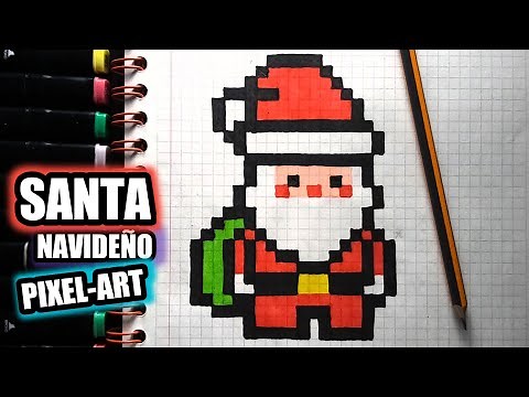 Como Dibujar PIXELart NAVIdeño | PASO A PASO FACIL (Pixel Art) how to draw pixelart papa NOEL kawaii