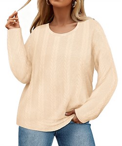 CASSIE LIZ Plus Size Sweaters 3X Womens Crew Neck Knit Pullover Fall Fashion Beige Loose Fit Winter Dressy 3XL 22W 24W - Walmart.com