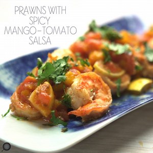 203K views · 1.6K reactions |  Bursting with flavours of summer, these prawns with a zingy mango tomato salsa are just perfect for lunch or dinner  Prawns with Spicy Mango-Tomato Salsa Recipe See Complete Recipe Here -> https://goo.gl/JF3hB2 | Yummefy | Facebook
