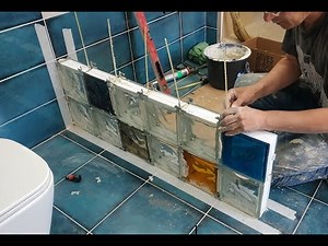 Laying glass units in the bathroom. Interesting design