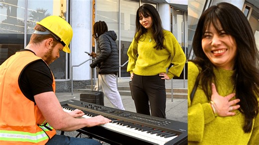 Construction worker blows minds on keys