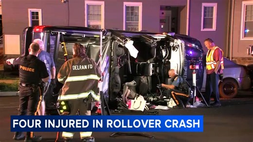 4 injured in rollover crash in Riverside, New Jersey