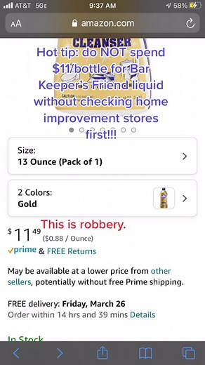 Look at home improvement stores for cleaning supplies! #hottip #springcleaning #cleaning #cleaningtiktok #cleantok #barkeepersfriend #gocleanco