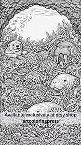 Ocean Life Coral & Kelp Adult Coloring Book Flip Through 🌊🐠 | Fast Preview