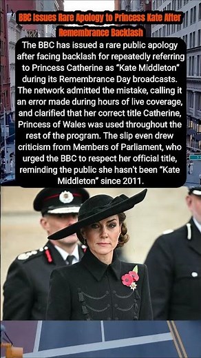 BBC Issues Rare Apology to Princess Kate After Remembrance Backlash