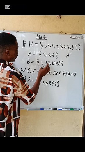 Complement of a set say A, are those elements that are in the universal set (U) but not in set A. It's written as A prime (A') or A^c. Worked examples have been solved in this video. Do well to watch the video and follow for more exciting videos. #grade10maths #exam #grade12exam #igcsemaths #set #JAMB #maths #school #SAT #fyb | Dominic Academy