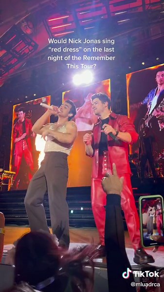 Nick Jonas Red Suit Performance with Joe Jonas at Remember This Tour